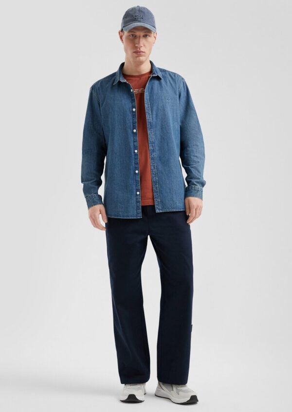 Regular Fit: Gewaschenes Jeanshemd mit Logo-Stickerei