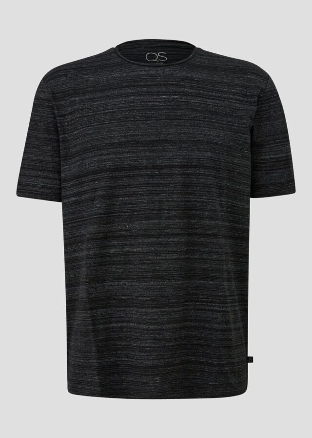 Baumwollshirt mit Melangeeffekt und Rollkante