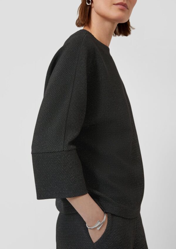 Jacquard-Sweatshirt mit Glitzergarn und Fledermausärmeln