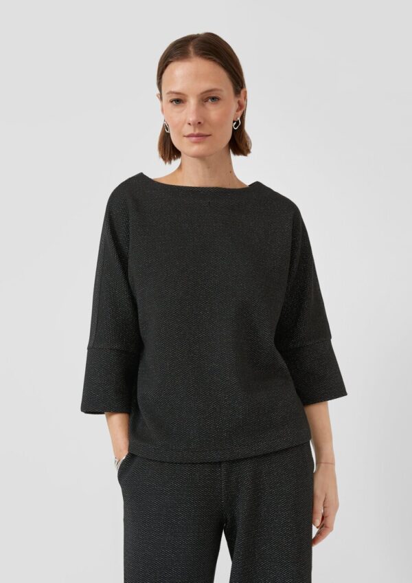 Jacquard-Sweatshirt mit Glitzergarn und Fledermausärmeln