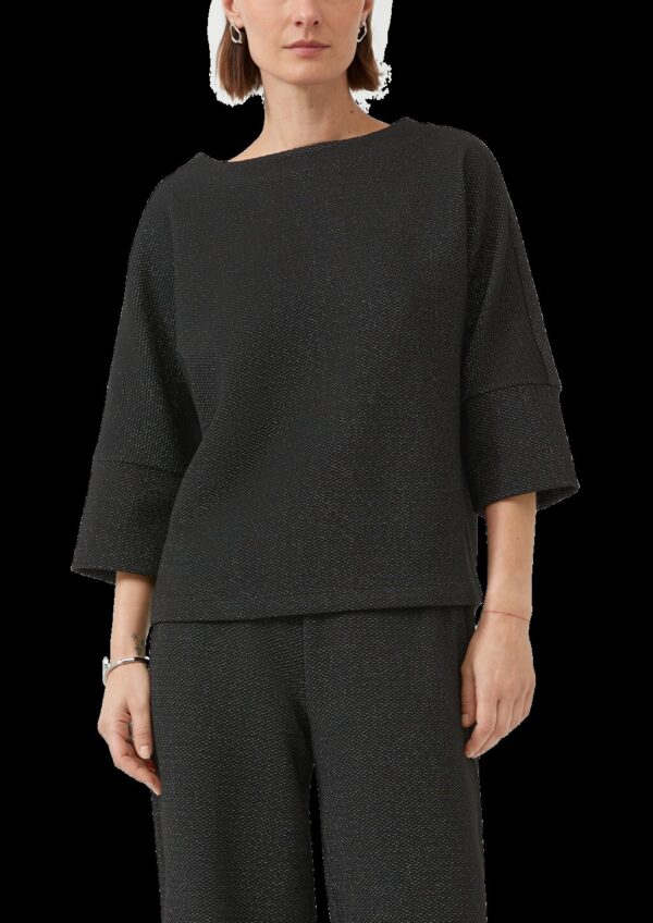 Jacquard-Sweatshirt mit Glitzergarn und Fledermausärmeln