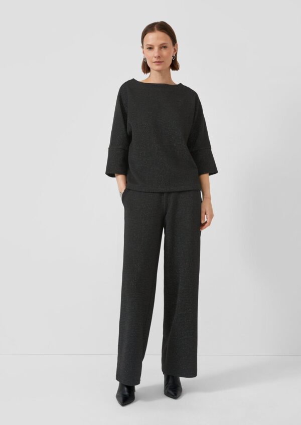 Jacquard-Sweatshirt mit Glitzergarn und Fledermausärmeln