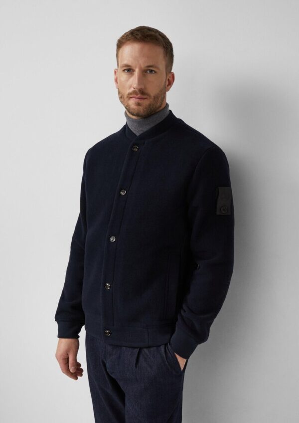 Wollmix-Blouson mit Label-Patch