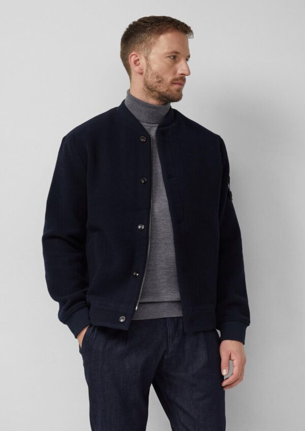 Wollmix-Blouson mit Label-Patch