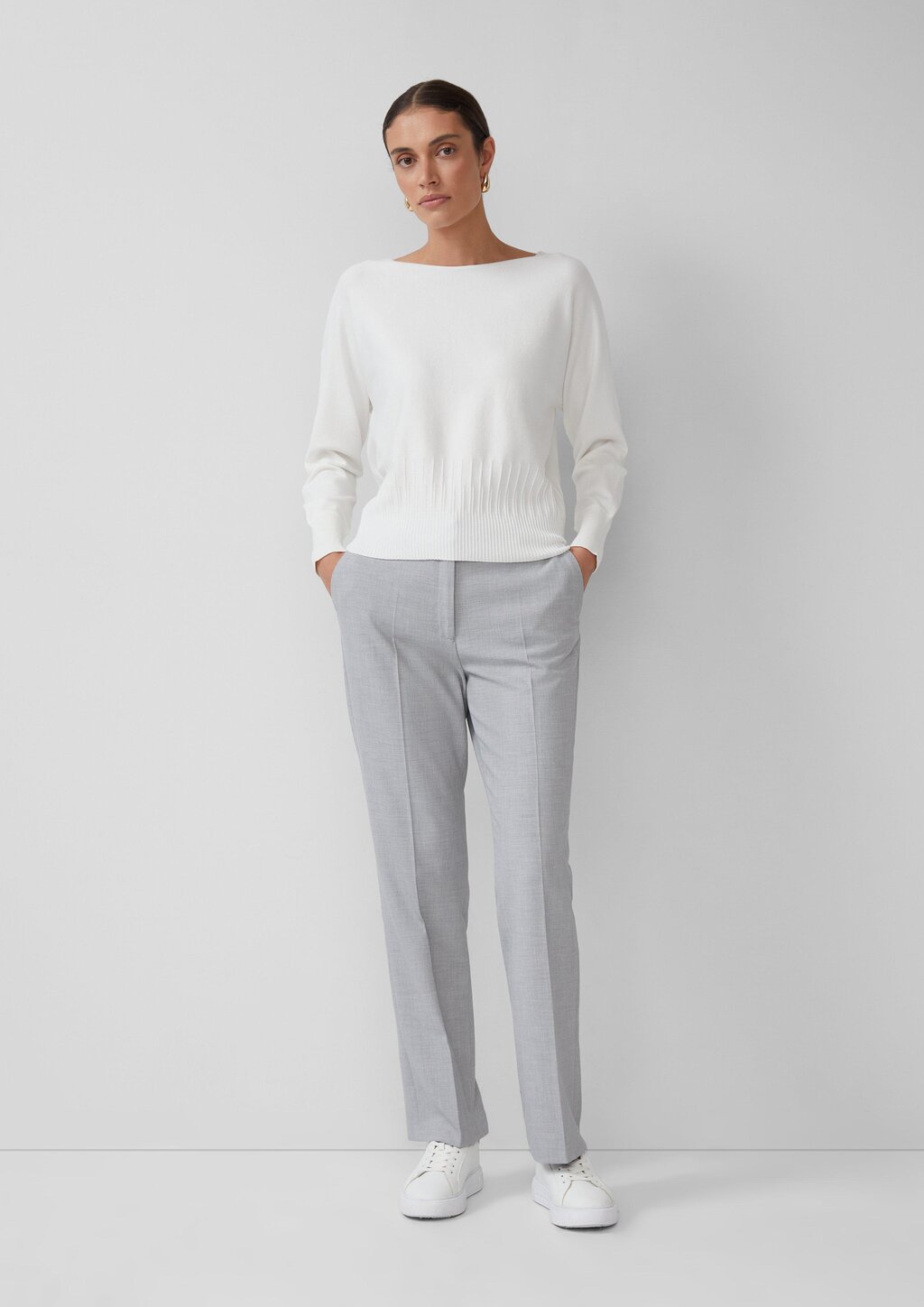 Strickpullover mit Strukturmuster am Saum