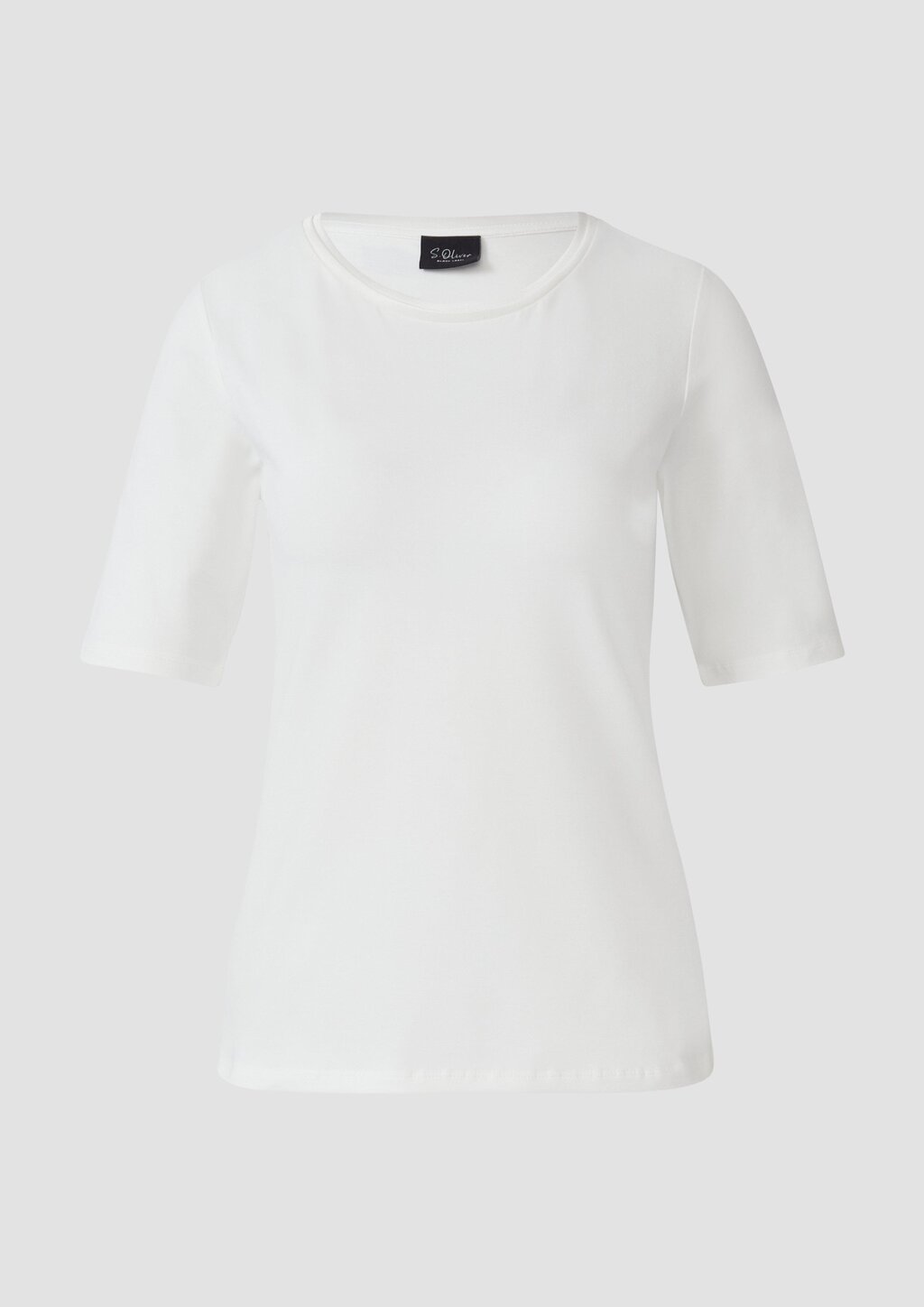 T-Shirt aus Baumwollmix mit Satindetail am Ausschnitt