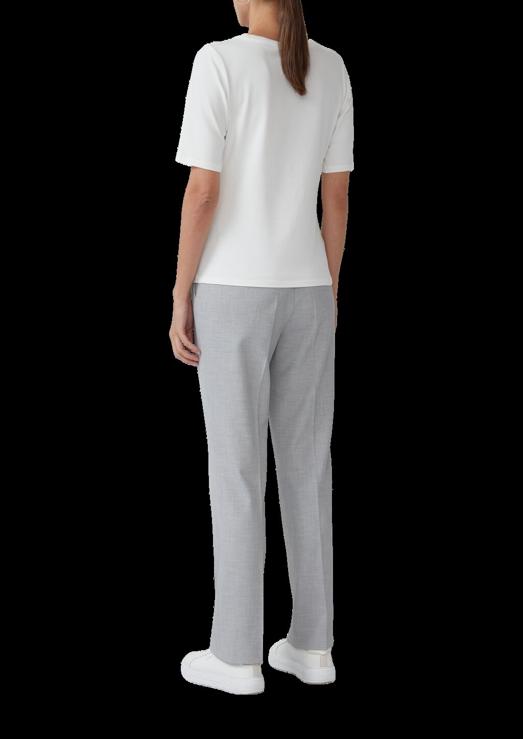 T-Shirt aus Baumwollmix mit Satindetail am Ausschnitt