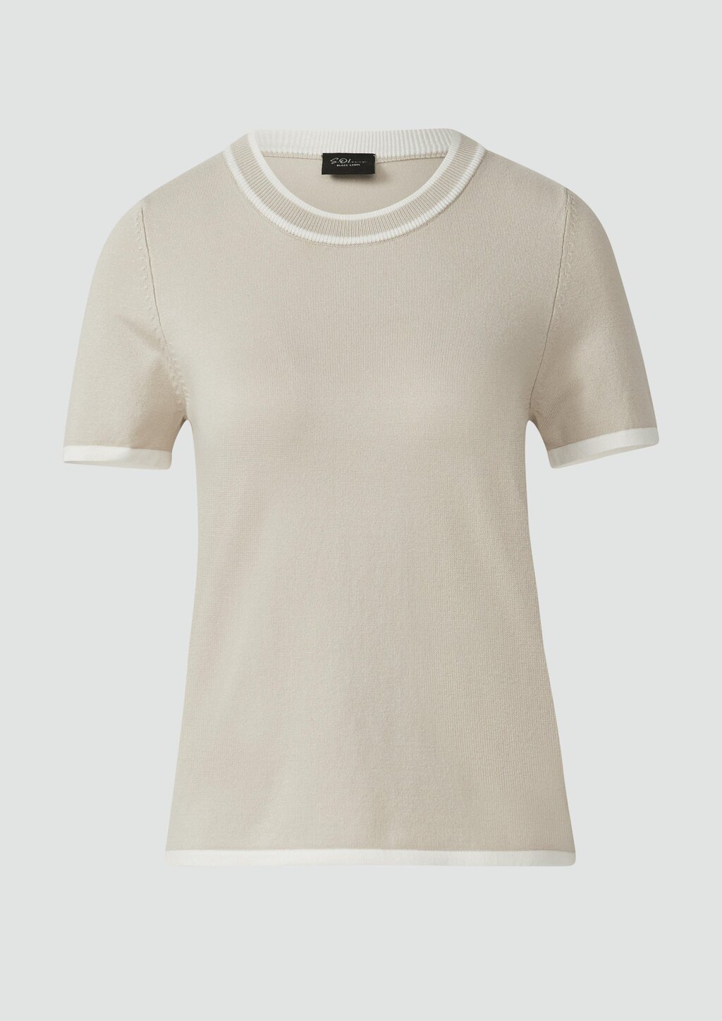 Kurzärmeliger Strickpullover mit Kontrastdetails