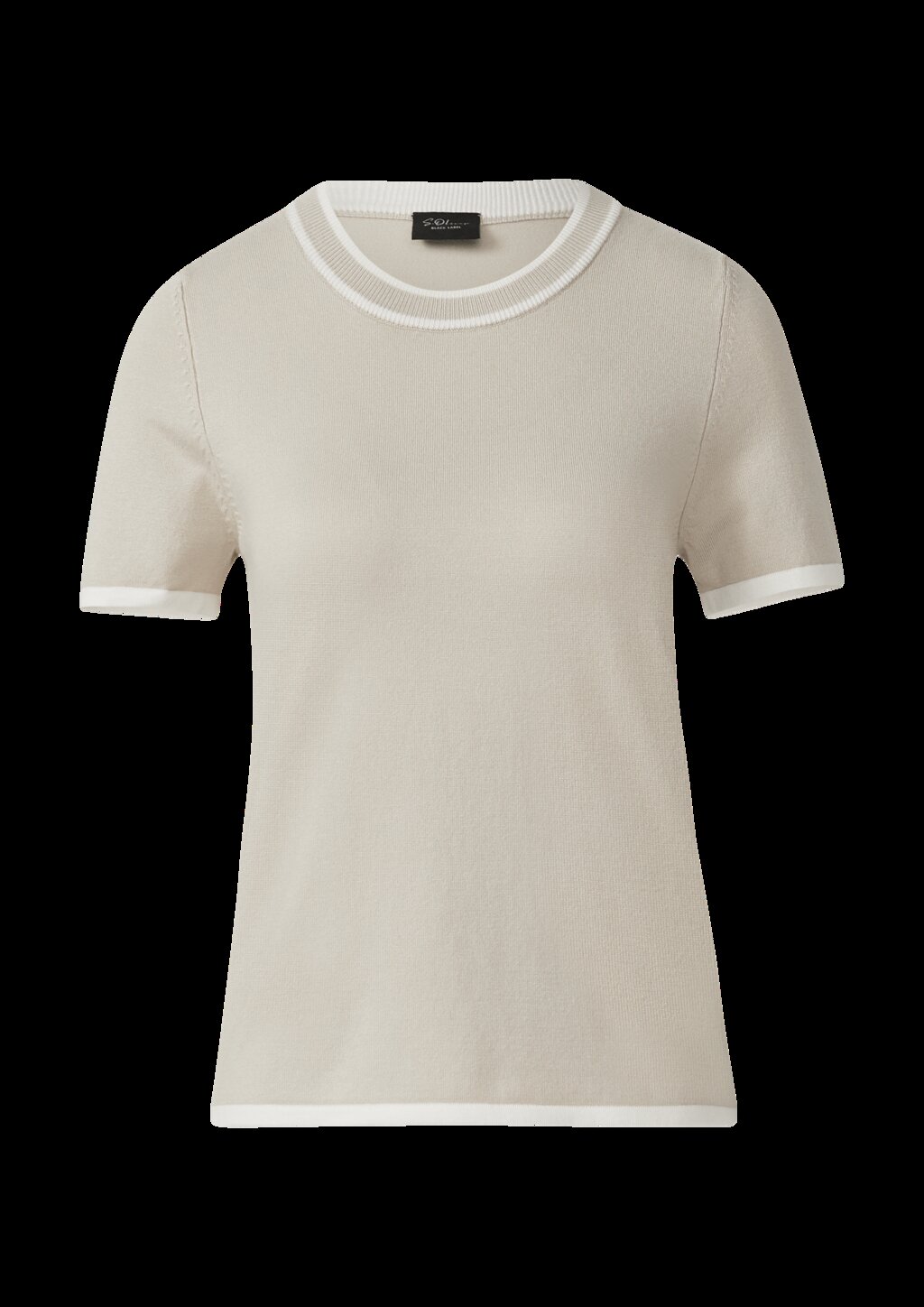 Kurzärmeliger Strickpullover mit Kontrastdetails