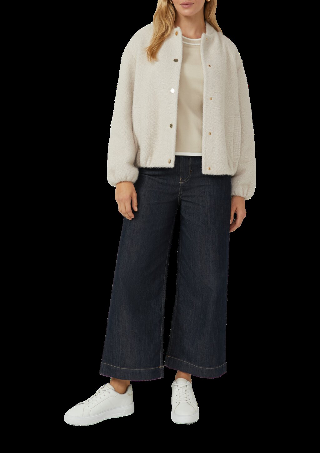 Kurzärmeliger Strickpullover mit Kontrastdetails