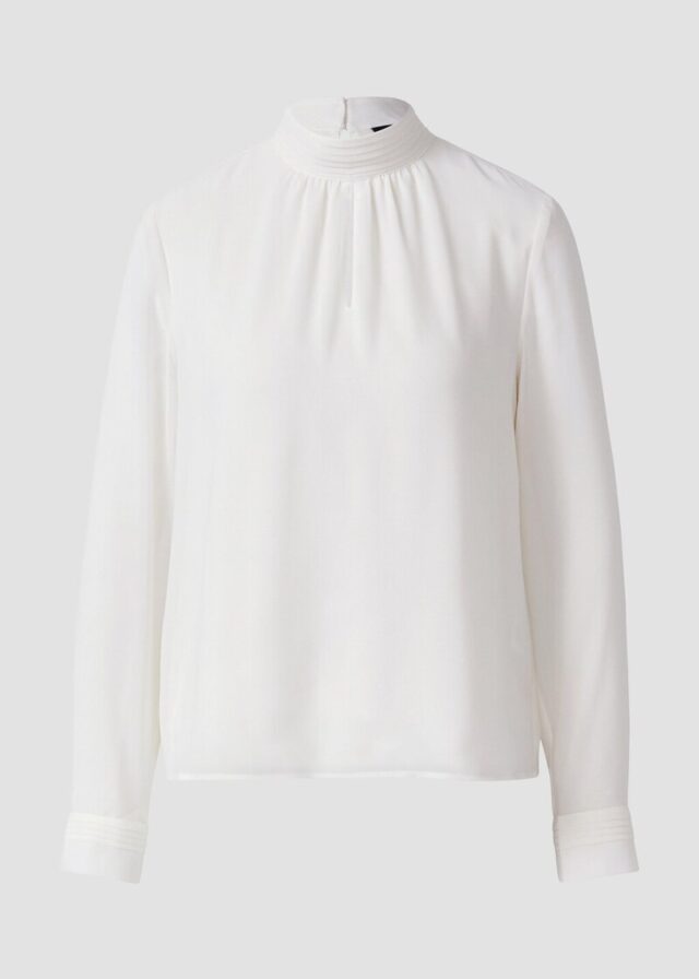 Chiffon-Bluse mit Futter und Falten-Detail am Kragen