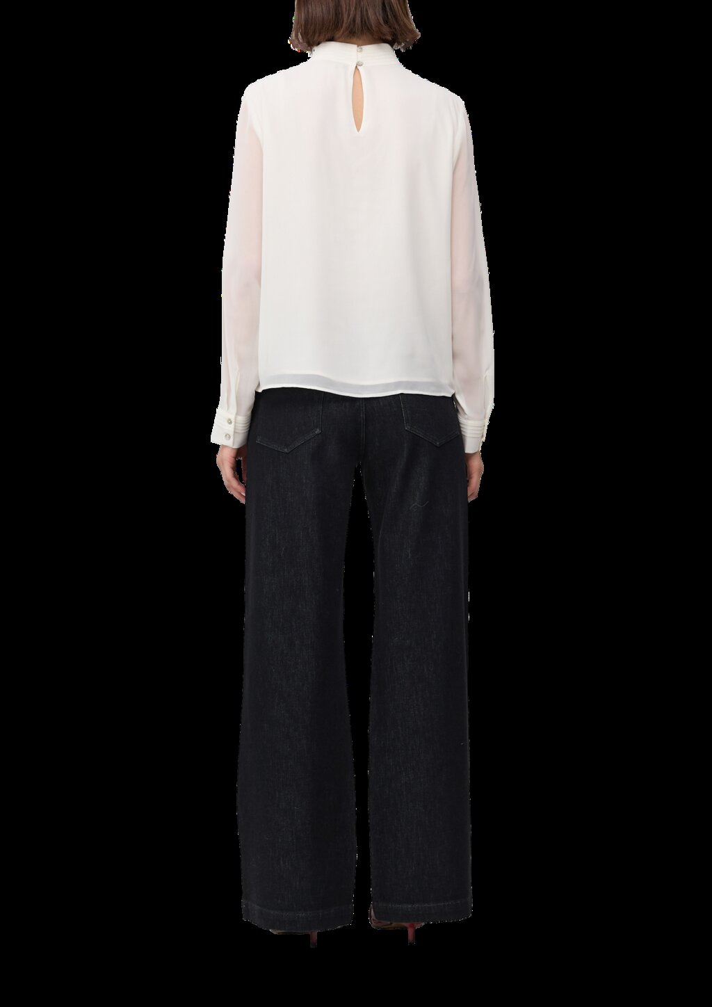 Chiffon-Bluse mit Futter und Falten-Detail am Kragen