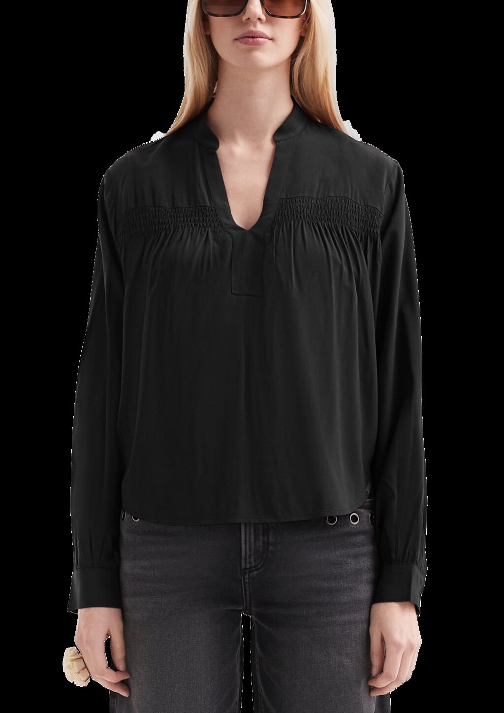 Feminine Bluse aus Viskose mit Smock-Detail