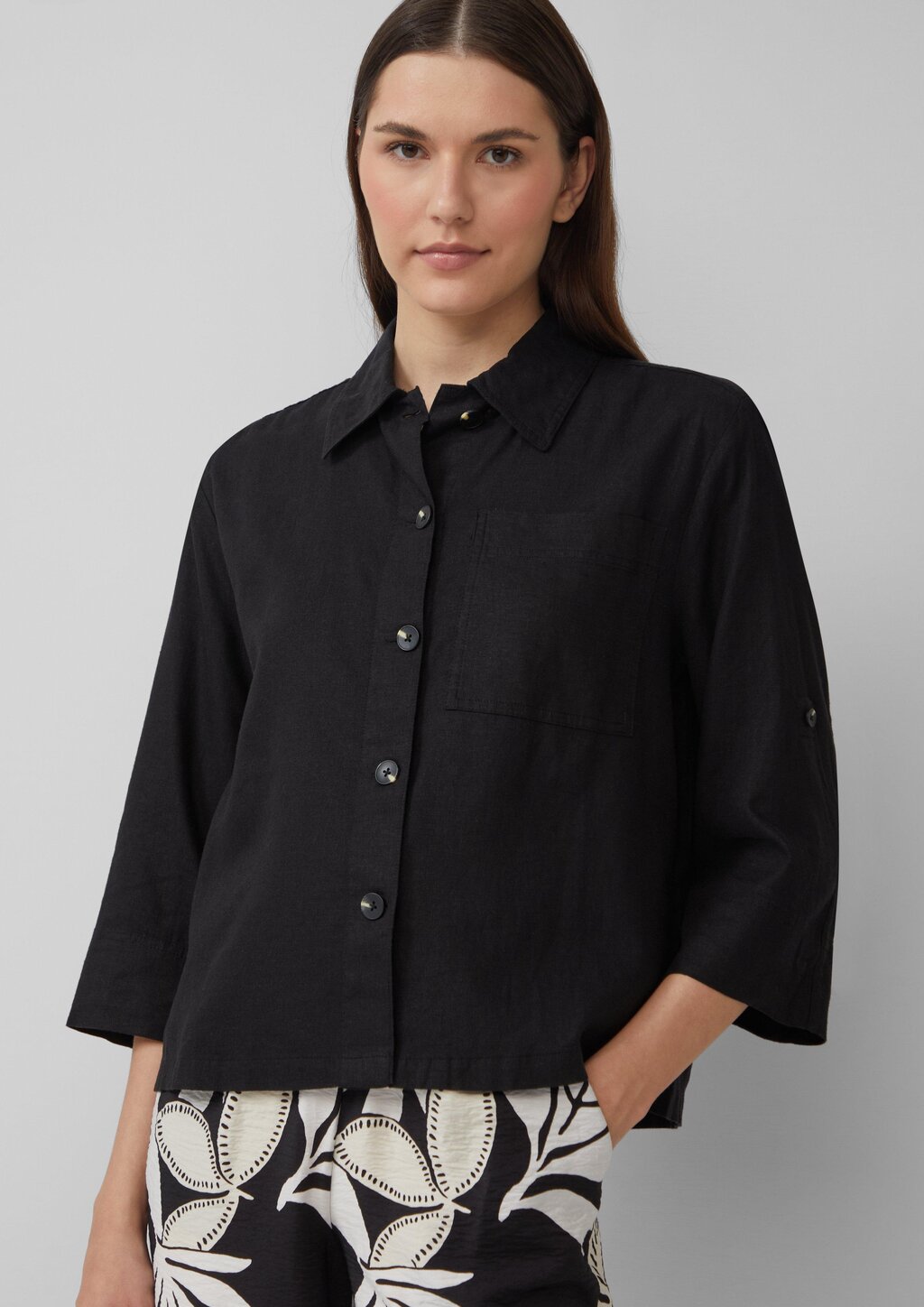 Hemdbluse aus Leinenmix