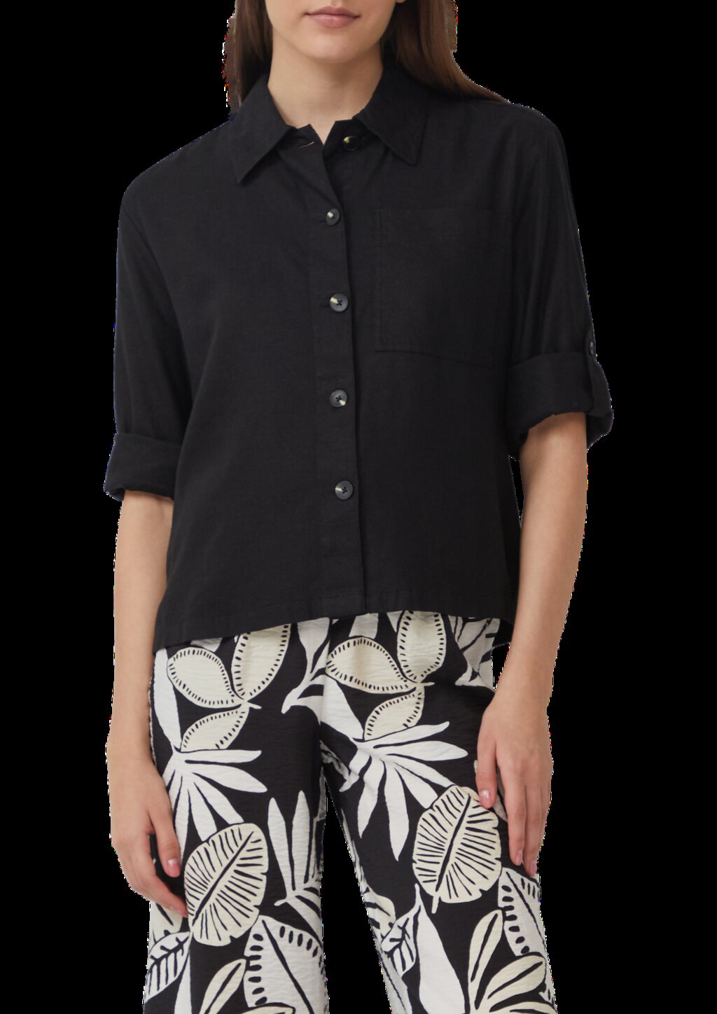 Hemdbluse aus Leinenmix