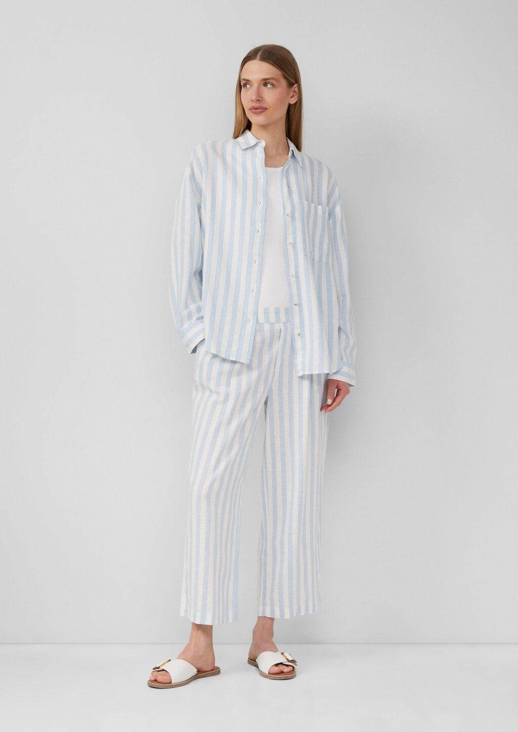 Hemdbluse aus Leinenmix im Relaxed Fit