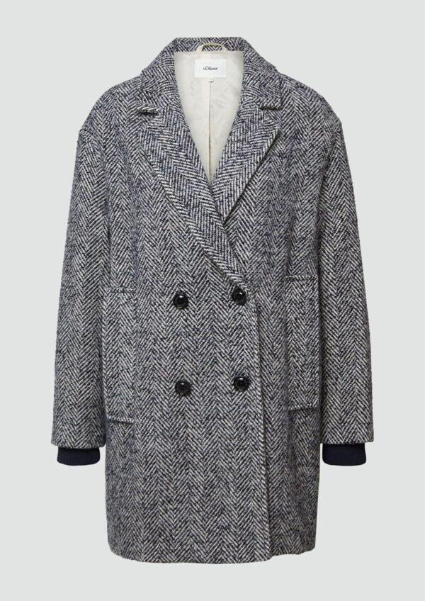 Wollmixmantel mit Reverskragen und Rippbündchen