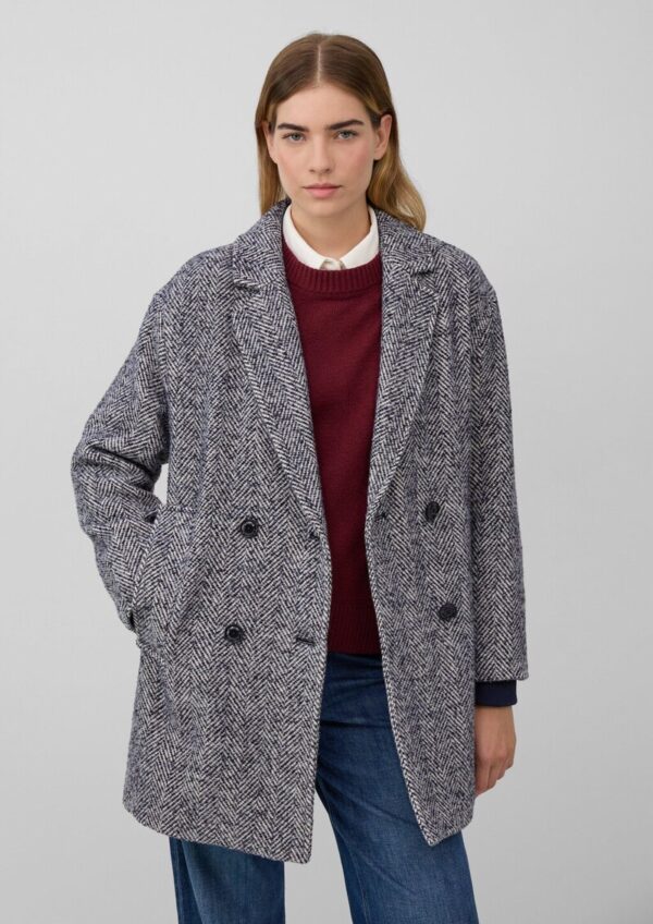 Wollmixmantel mit Reverskragen und Rippbündchen