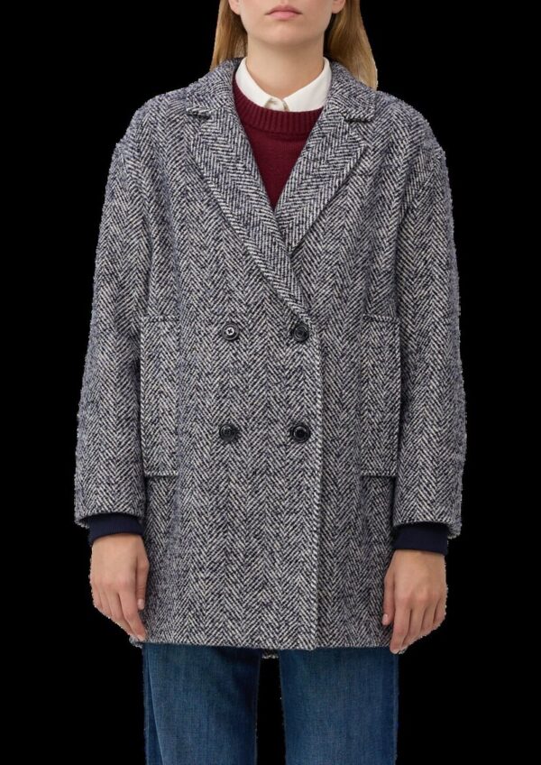 Wollmixmantel mit Reverskragen und Rippbündchen