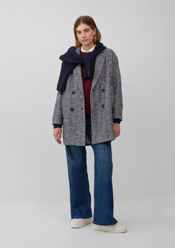 Wollmixmantel mit Reverskragen und Rippbündchen