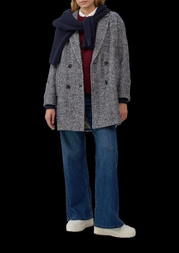 Wollmixmantel mit Reverskragen und Rippbündchen