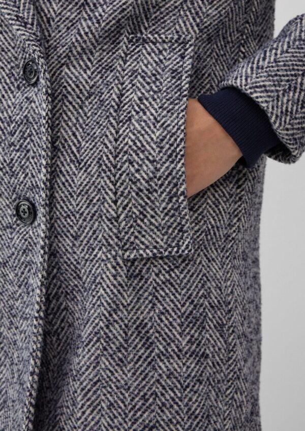 Wollmixmantel mit Reverskragen und Rippbündchen