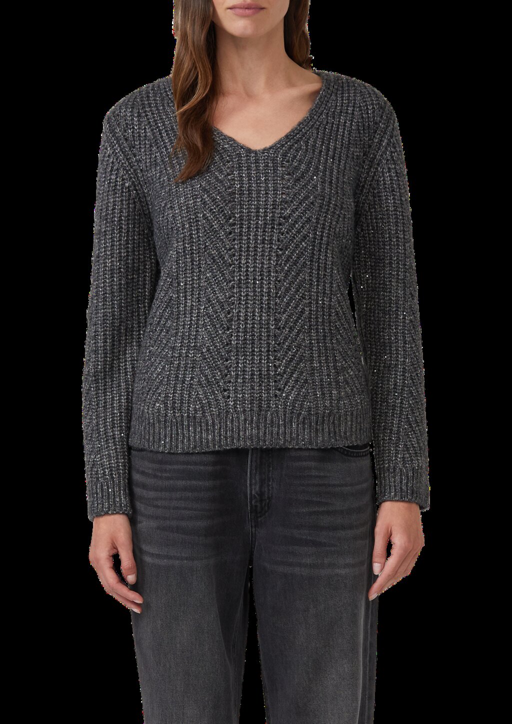 Strickpullover mit Glitzergarn und Pailletten-Details