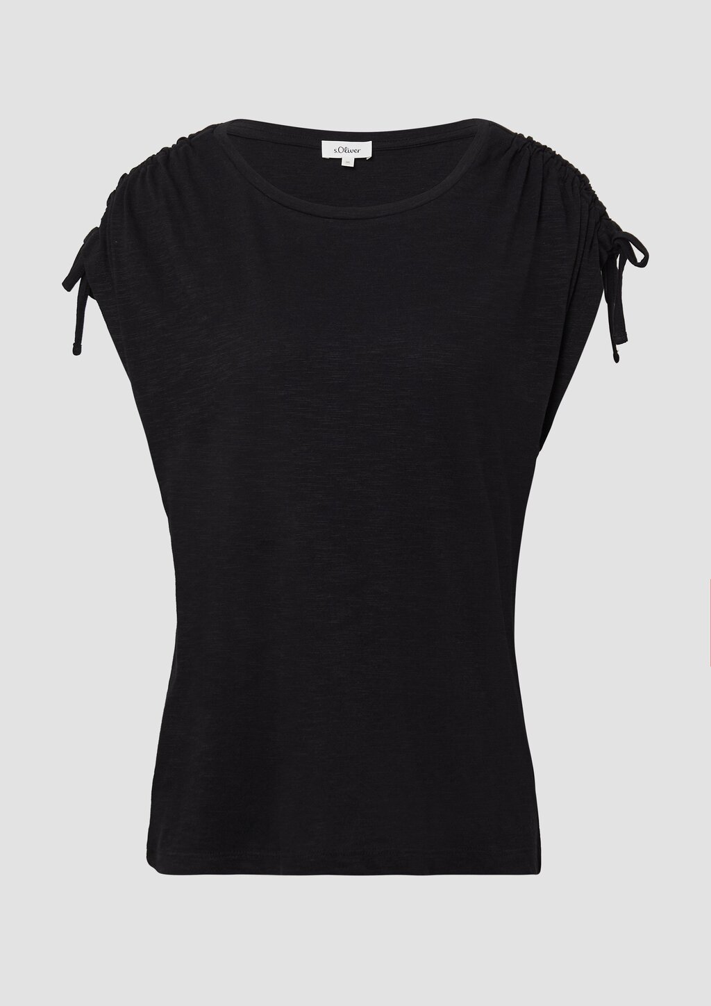 T-Shirt mit Flammgarnstruktur und Raffung