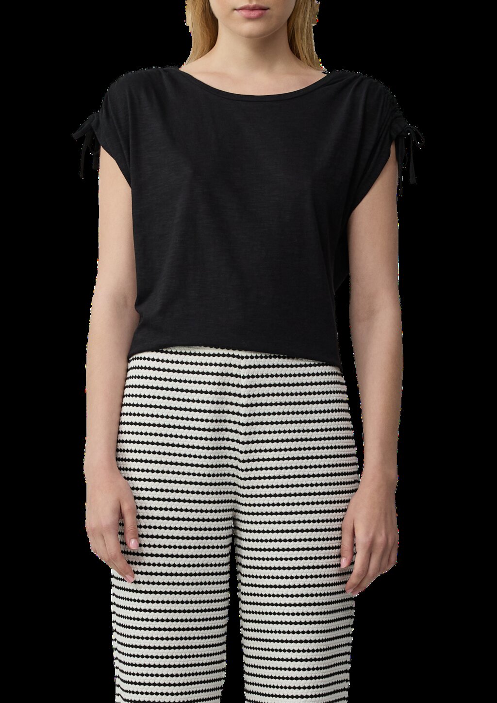 T-Shirt mit Flammgarnstruktur und Raffung