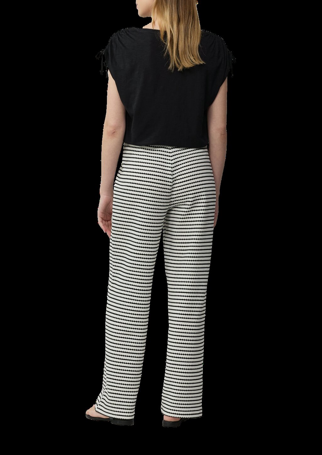 T-Shirt mit Flammgarnstruktur und Raffung