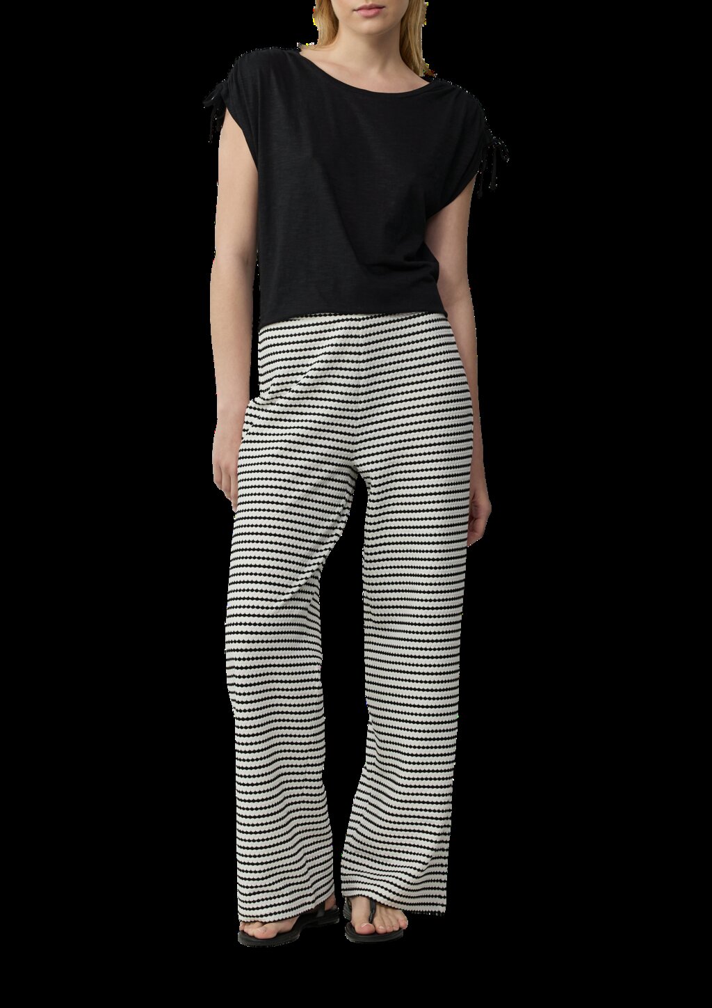 T-Shirt mit Flammgarnstruktur und Raffung