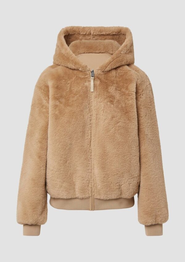 Wendbare Kunstfelljacke mit Kapuze