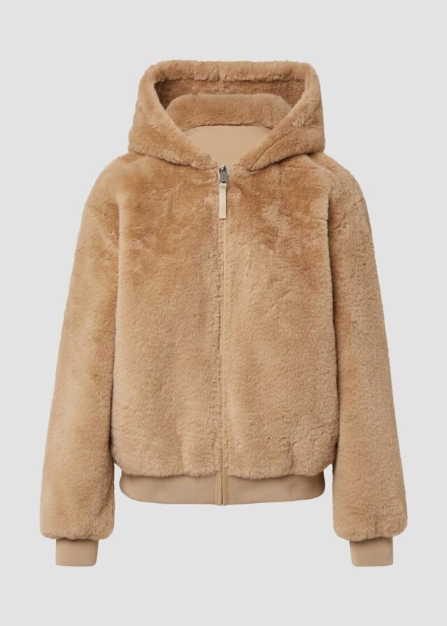 Wendbare Kunstfelljacke mit Kapuze