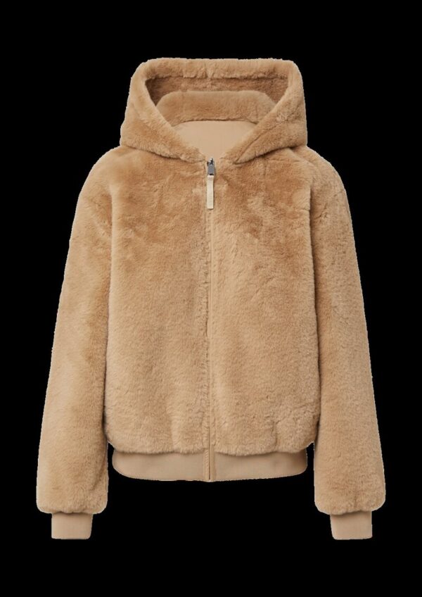 Wendbare Kunstfelljacke mit Kapuze