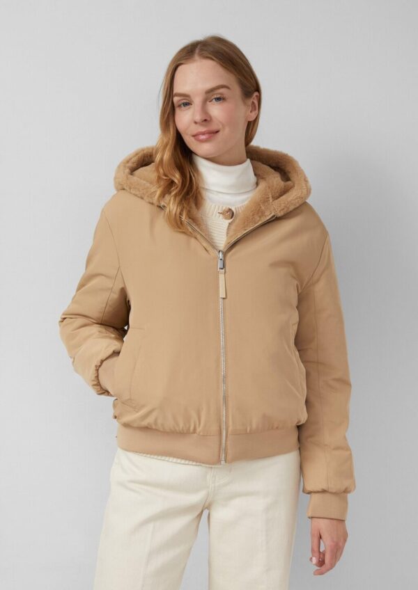 Wendbare Kunstfelljacke mit Kapuze