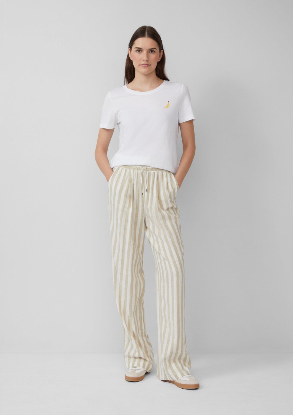 Leichte Leinenmix-Hose mit Elastikbund