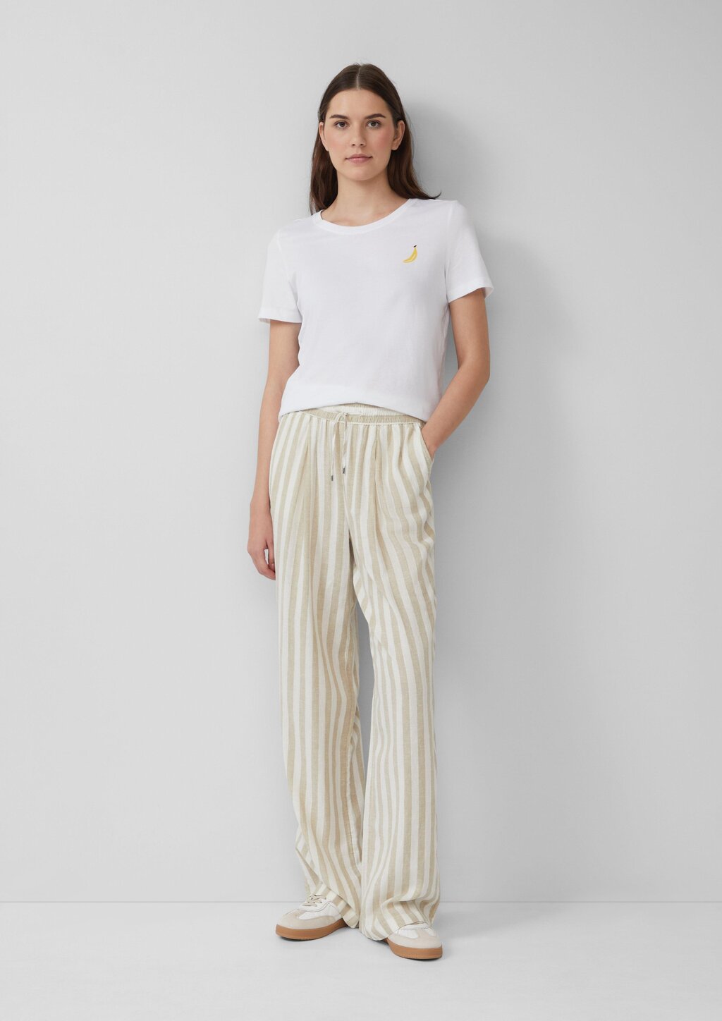 Leichte Leinenmix-Hose mit Elastikbund