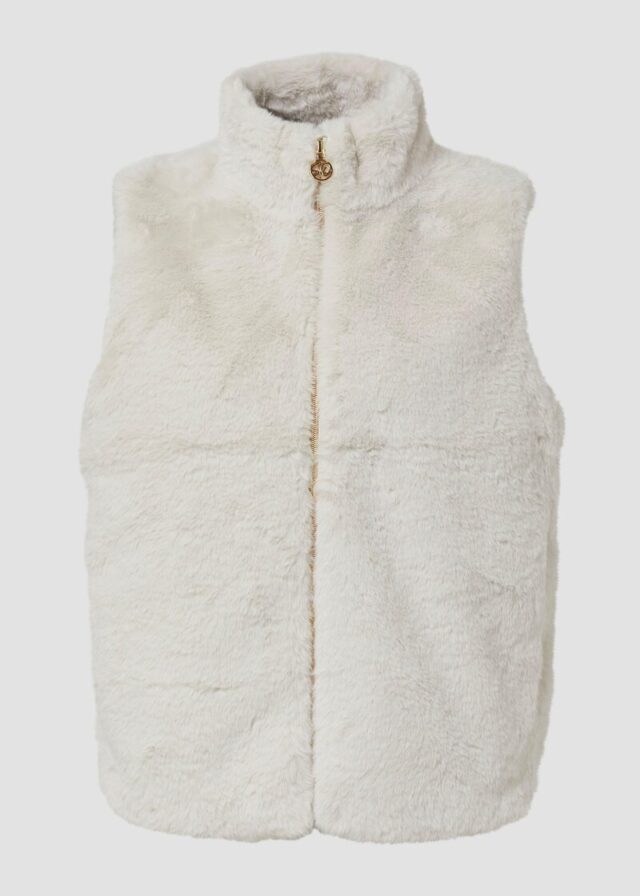 Weste aus Teddyplüsch mit Stehkragen