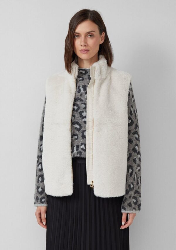 Weste aus Teddyplüsch mit Stehkragen