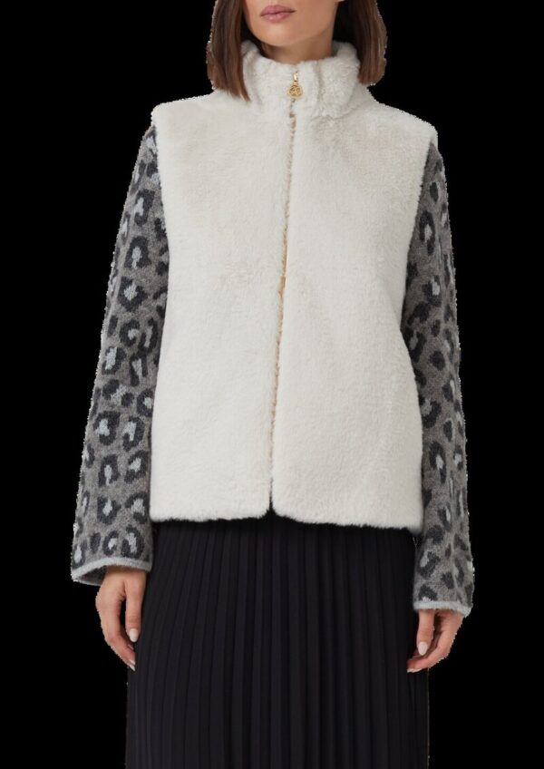 Weste aus Teddyplüsch mit Stehkragen