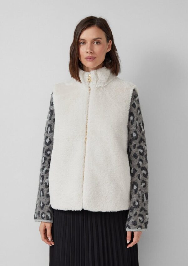 Weste aus Teddyplüsch mit Stehkragen