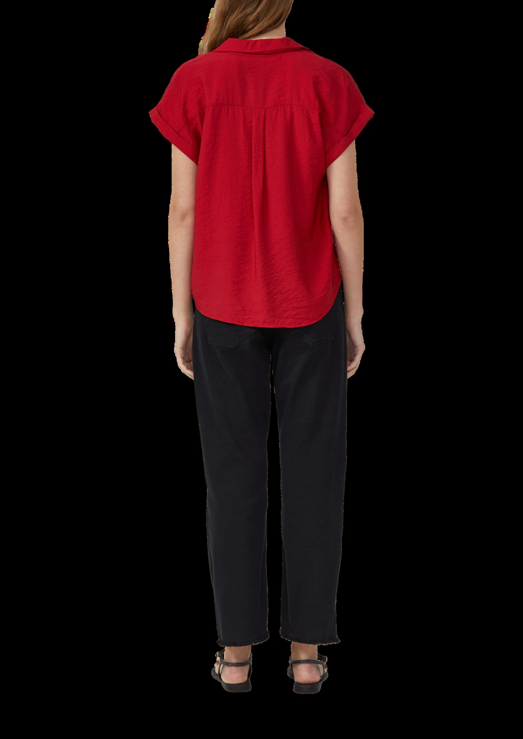 Bluse aus strukturiertem Viskosemix mit aufgesetzter Tasche