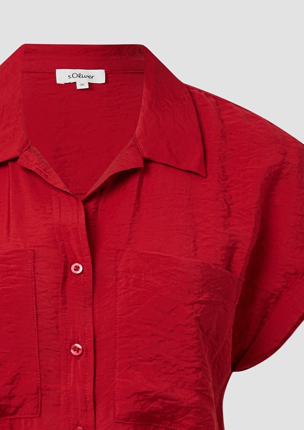 Bluse aus strukturiertem Viskosemix mit aufgesetzter Tasche