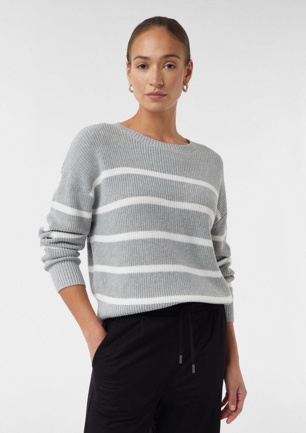 Gestreifter Strickpullover im Relaxed Fit