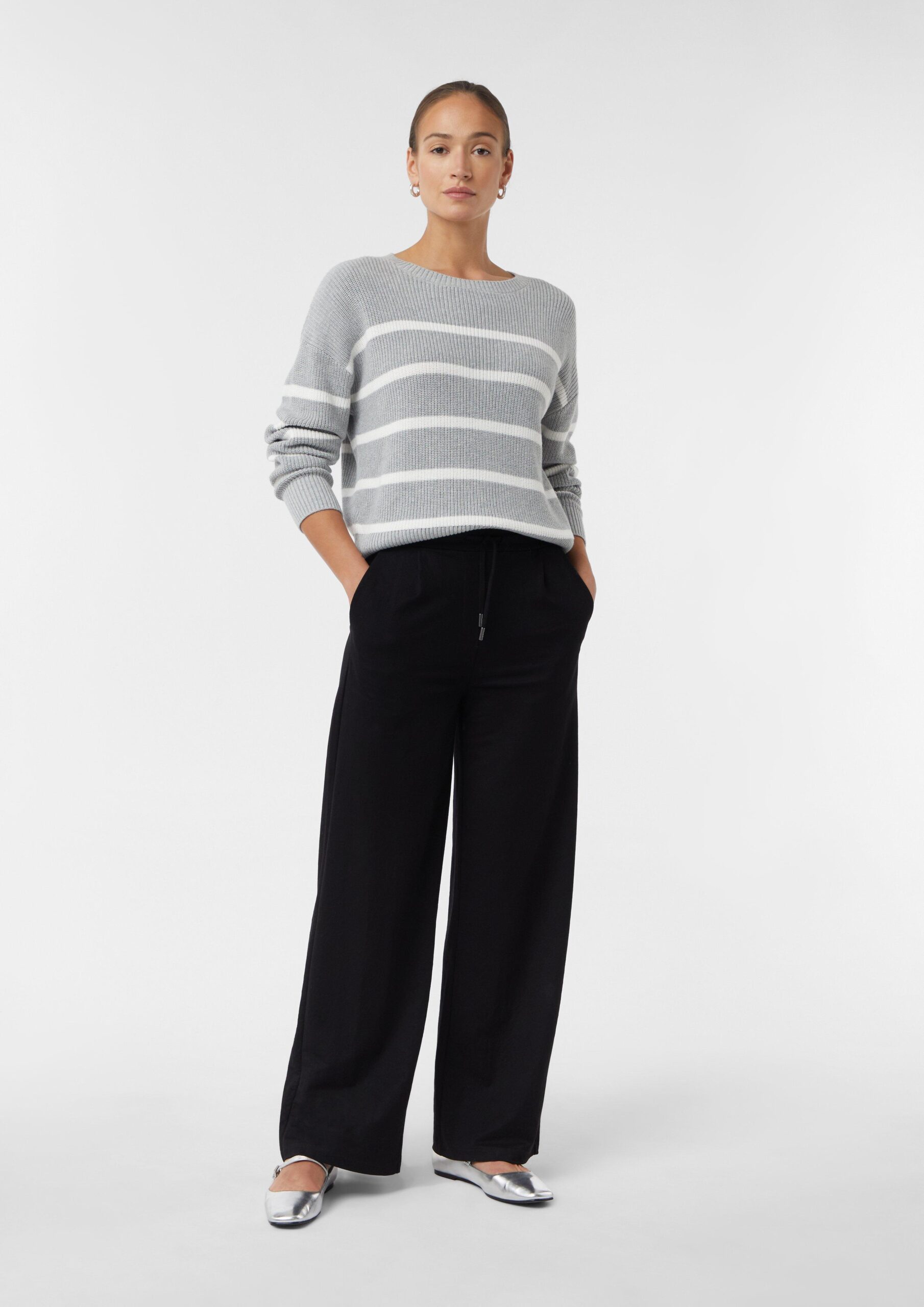 Gestreifter Strickpullover im Relaxed Fit