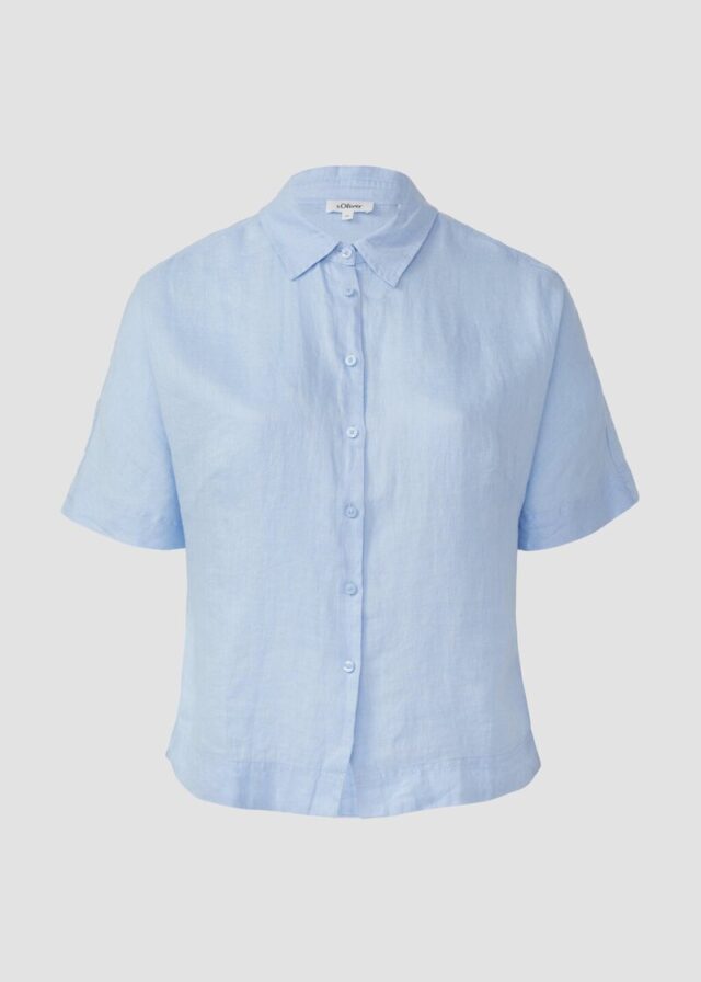 Verkürzte Bluse aus Leinen im Relaxed Fit