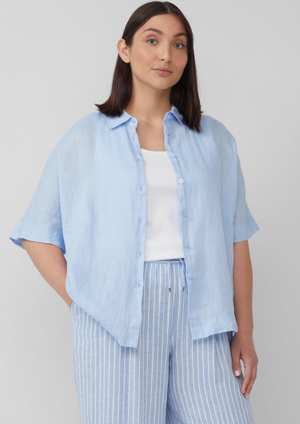 Verkürzte Bluse aus Leinen im Relaxed Fit