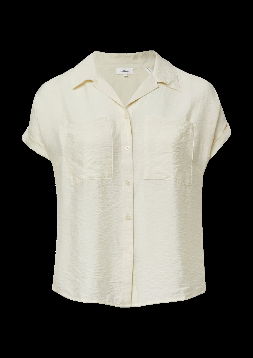 Bluse aus strukturiertem Viskosemix mit aufgesetzter Tasche