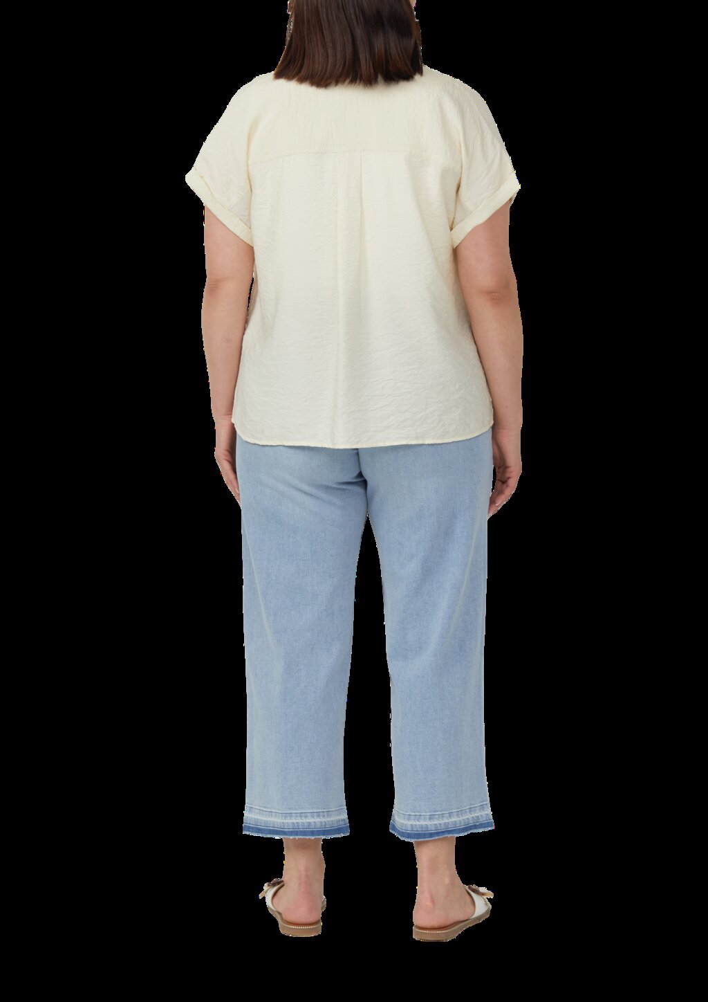 Bluse aus strukturiertem Viskosemix mit aufgesetzter Tasche