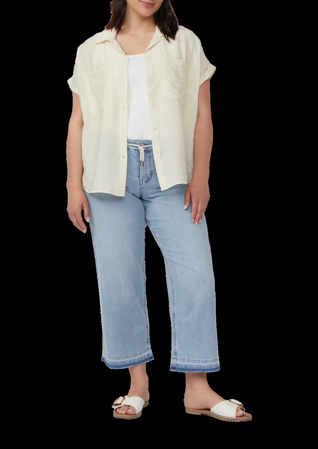 Bluse aus strukturiertem Viskosemix mit aufgesetzter Tasche